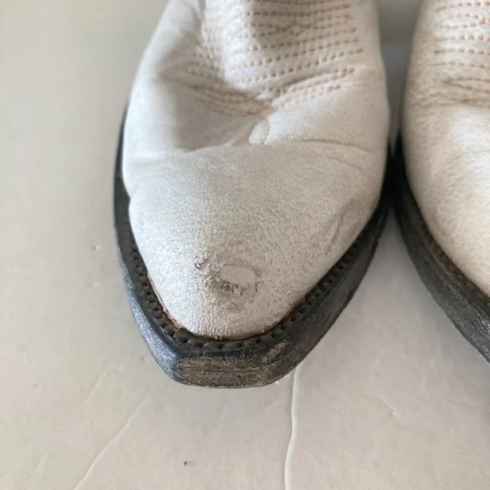 Mexicana Free People Lightning Strikes White Leather Western Boots Sz 8